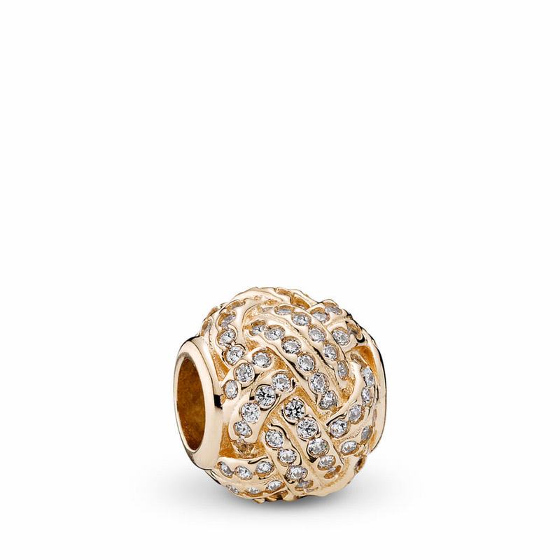 Pandora Australia Sparkling Love Knot Charm - 14k Gold | QRSGDT127